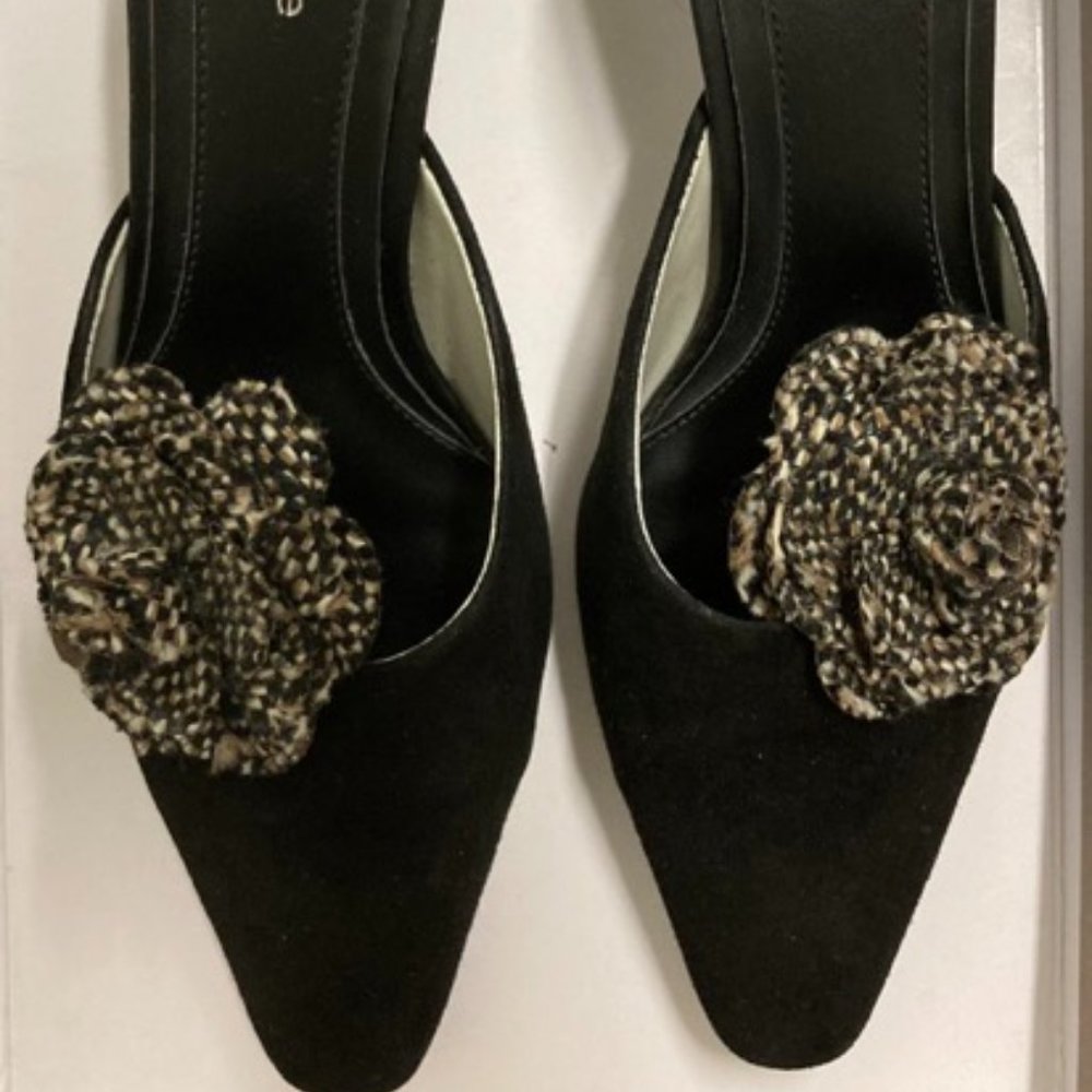 Black Suede/Tweed Mules